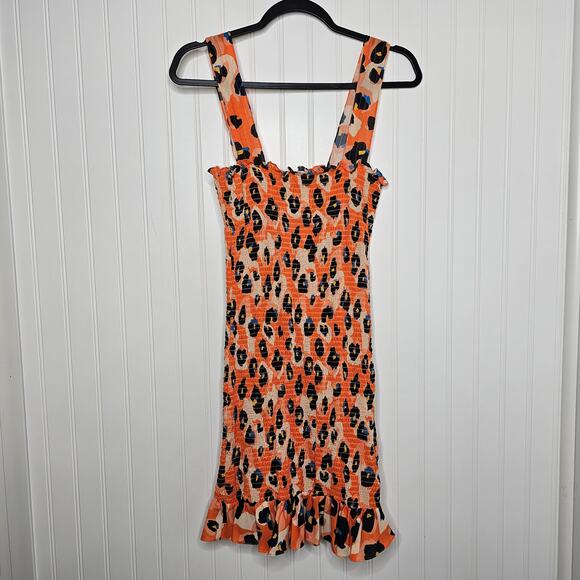 Waverly Grey Printed Sally Dress Size XS Leopard Print Mini Fitted Ruffle Beach - Picture 3 of 9